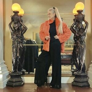 Watermellon/Tangerine Rabbit Fur Coat